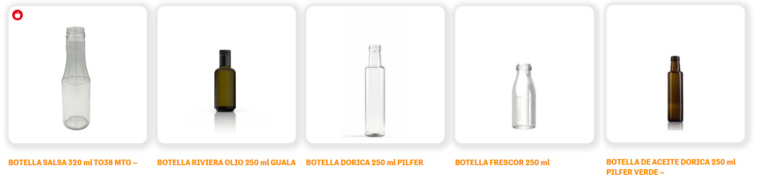 Botellas de cristal de 250 ml para salsas y conservas