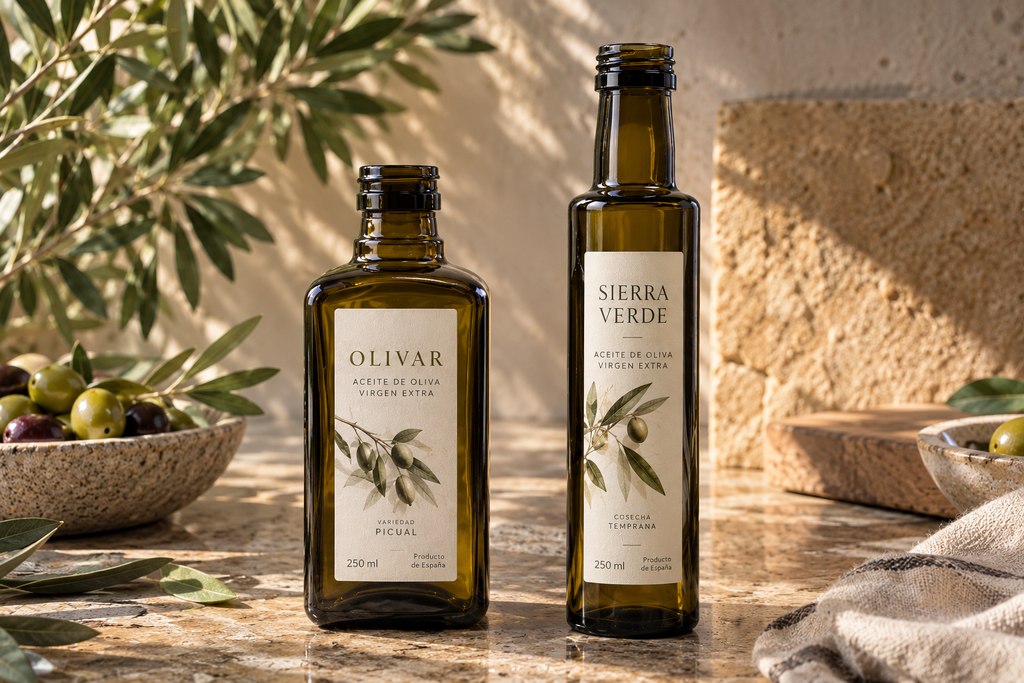 Cómo elegir la botella perfecta para tu aceite de oliva Comprar online frascos tarros de vidrio Botellas de vidrio verde de 250 ml para aceite de oliva